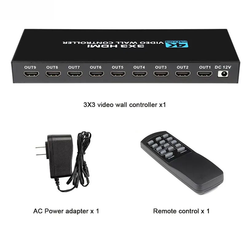 Настенный видеоконтроллер 3x3, 4K, HDMI, DVI, Вход 1080P, 3x3, 2x3, 2x4, 4x2, 1x4 4K 3x3 DVI HDMI Video Wall Controller Player For Screen Splicing HD TV Splicer 2x3 LCD 9 Screen Splicing Splicer Box with RS232 (art.: 3920c3afb6d67) - 3920c3afb6d67