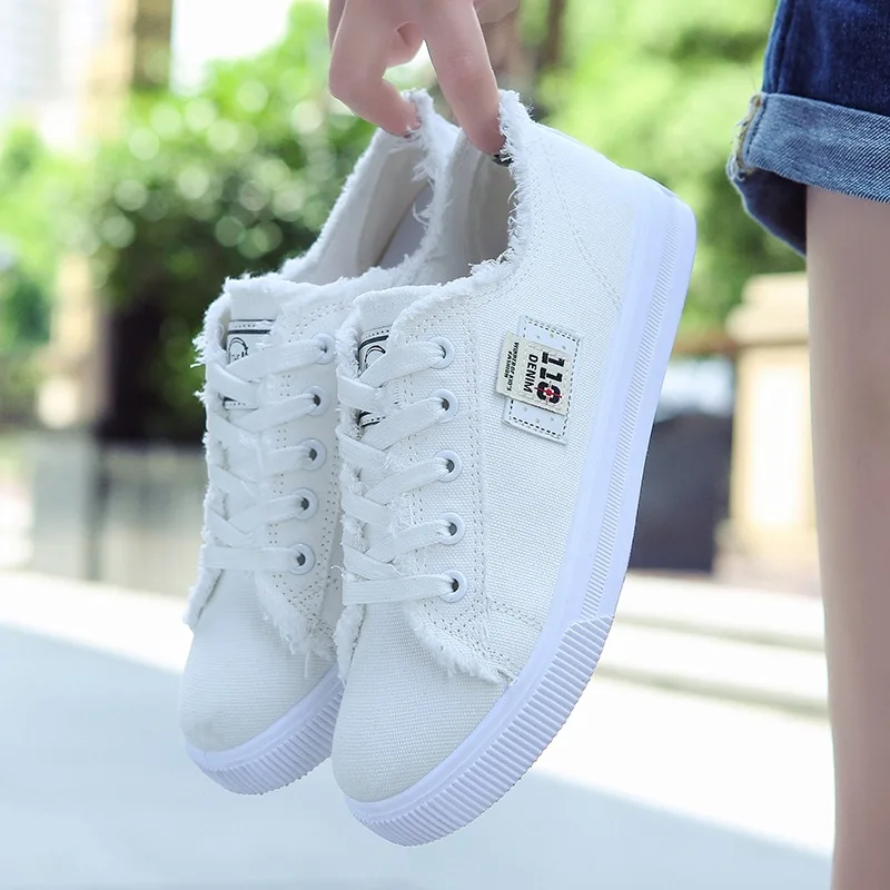 White Women Canvas Shoes Students Casual Shoes Flat Loafers Female Running Sneakers Summer Outdoor Tenis Femme Vulcanized Shoe