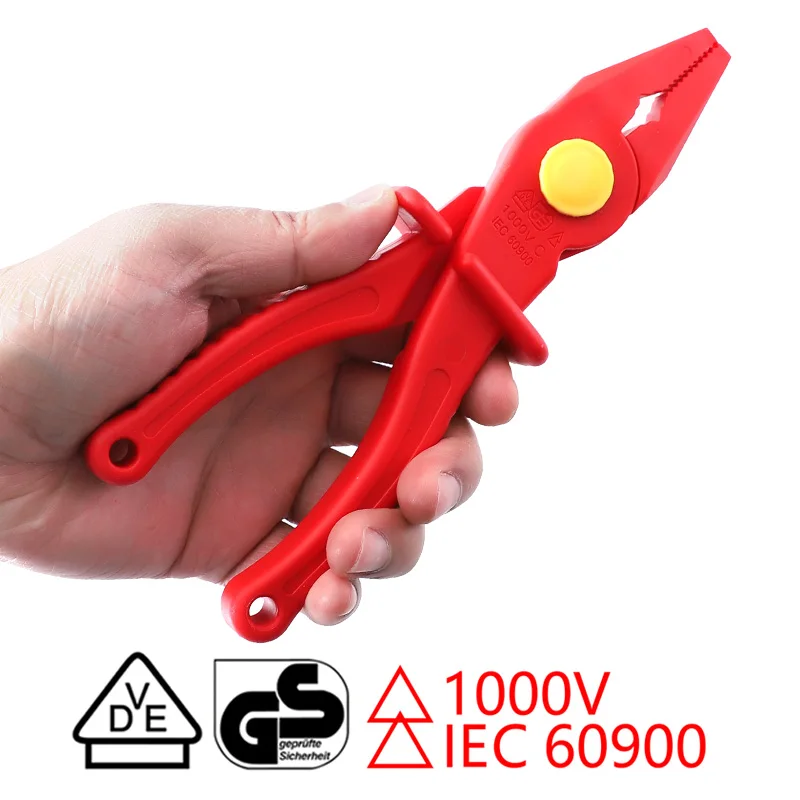 

VED Insulated Pliers 8" Glass Fiber Resistant High Pressure 1000V Clamping Pliers Electrician Hand Tools