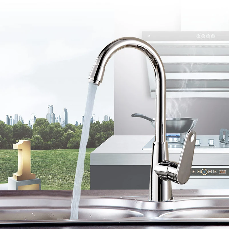 

Смеситель для кухни, медный, с одной ручкой, вращение на 360 градусов