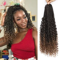 x tress crochet box braids river locs 20 inch goddess box braids with curly ends ombre brown synthetic crochet hair extensions