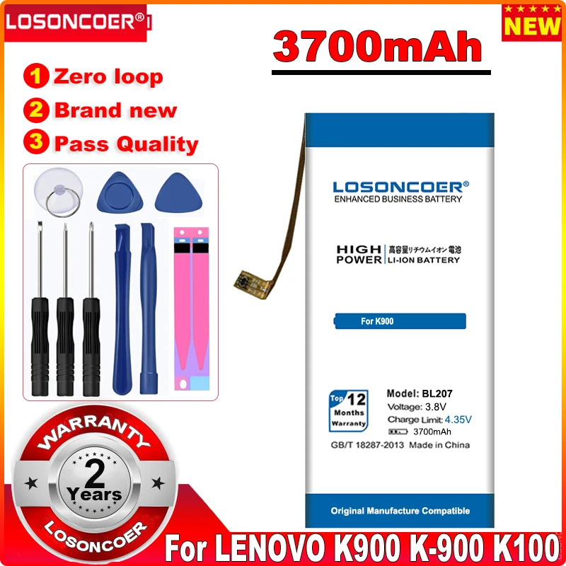 LOSONCOER 3700mAh BL207 Battery for LENOVO K900 K-900 / K100 Cell Phone Batteries | Mobile