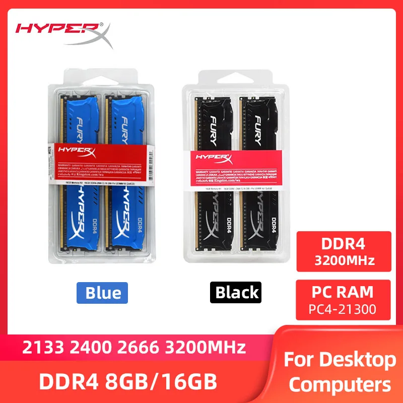 

Memoria DDR4 8GB 16GB Kit 3200MHz 2666MHz 2400MHz 2133MHz Ram DDR4 PC4-17000 19200 21300 25600 Desktop Memory HyperX FURY