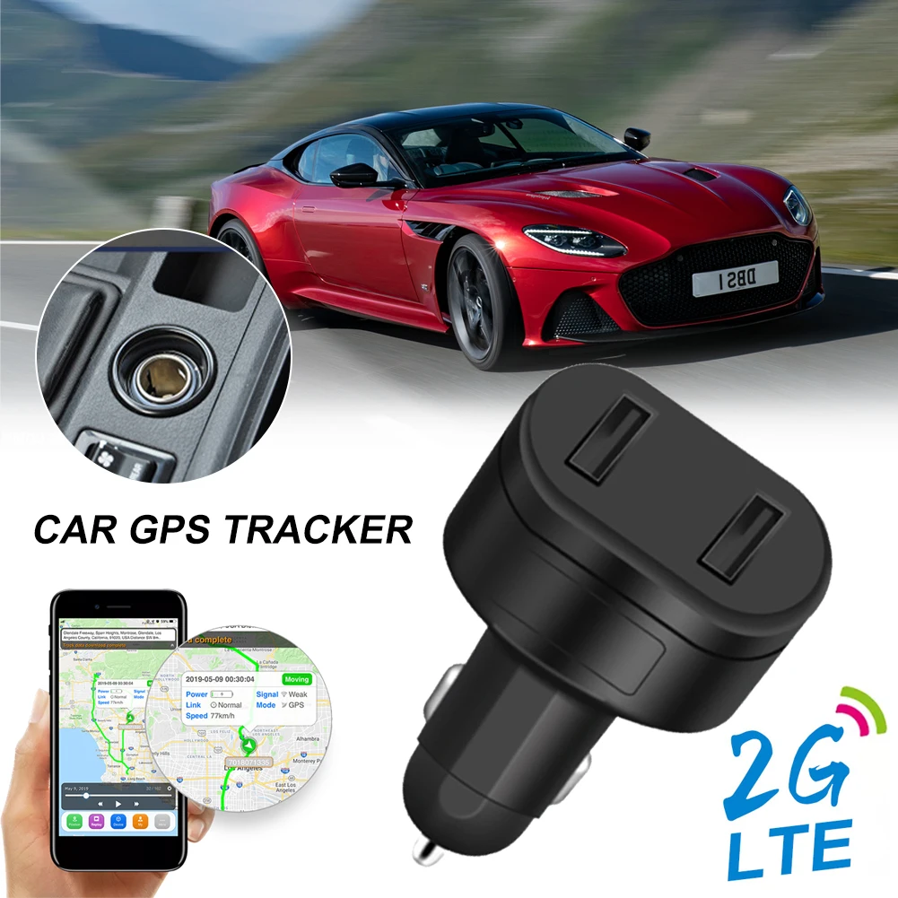 

Universal Car GPS Tracker Dual USB Output Charger Mini Locator 12V Real-Time Tracking Device Online Free App 180 Days Storage