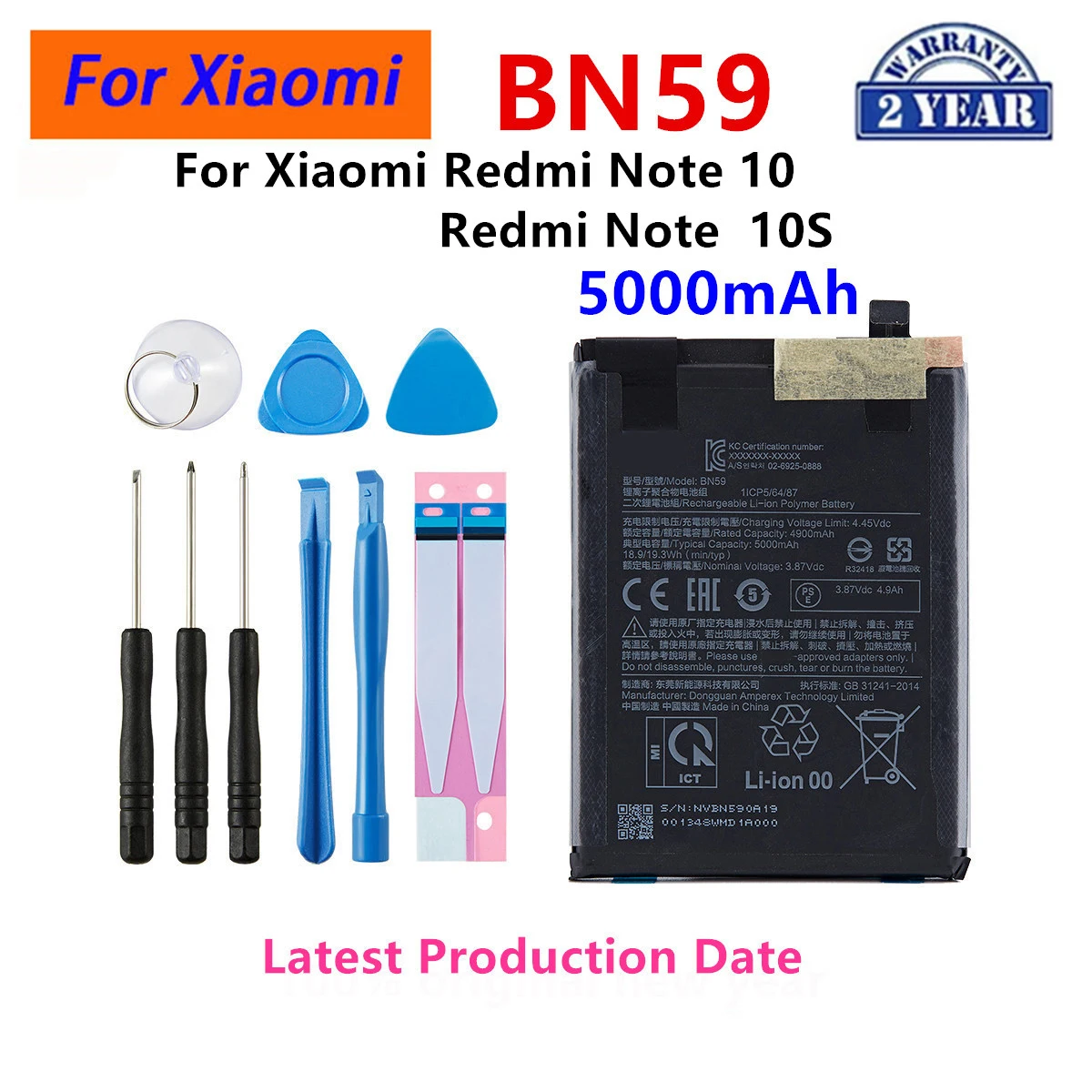 Фото Сменная батарея для Xiaomi Redmi Note 9S 10S 11S Note 4 4X 3 8 9 10 Pro 10X BN55 BM4J BN54 BN59 BN53 BN5D BN40 BM46 BN43 №4