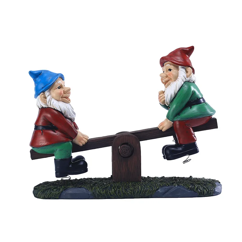 

Resin Dwarf Figurine Man Sitting on Seesaw Garden Balcony Living Room Bedroom Decoration Ornaments Handicraft Gift Miniatures