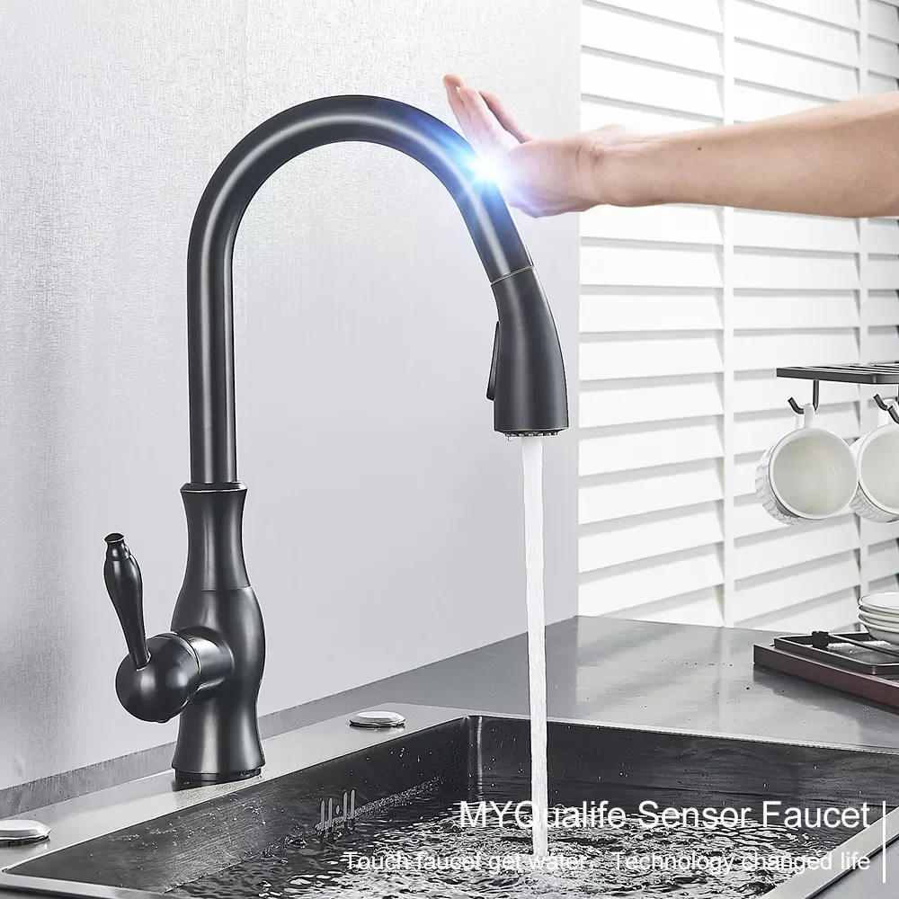 

Black Pull Out Sensor Kitchen Faucet Sensitive Touch Control Faucet Mixer For Kitchen Touch Sensor Kitchen Mixer Tap