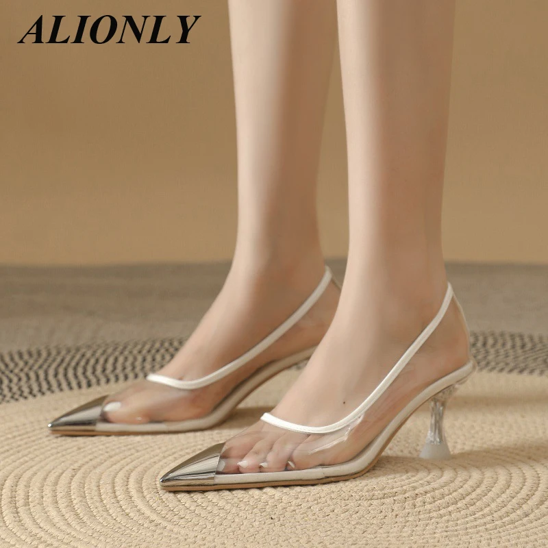 

Alionly 2023 Summer New Light Mouth Medium Heel Casual Women's Shoes Thin Heel Shallow Mouth Film High Heel Shoes