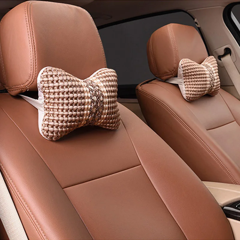 

Summer Ice Silk Car Pillow Breathable Pack Headrest for Head Pain Relief Filled Fiber Universal Four Seasons Car Neck Pillows