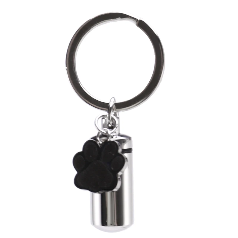 

Promotion! 4X Stainless Steel Pet Puppy Dog Charm Cylinder Keychain For Ashes Hair Memorial With Filler Kit And Bag