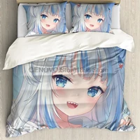 anime hololive en gawr gura 3d printed bedding set duvet covers pillowcases comforter bedding set bedclothes bed linen