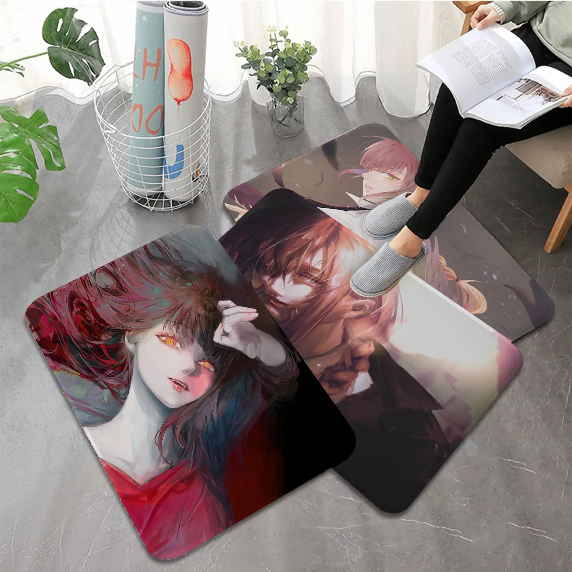 

Chainsaw Man Bath Mat Kids Room Bedroom Decoration Balcony Anti-Slip Doormat Living Room Toilet Rug