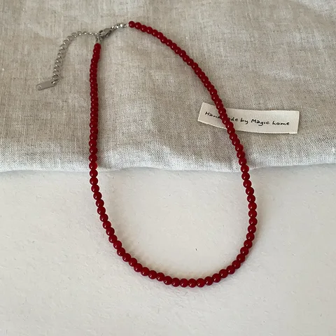 Женское ожерелье из нержавеющей стали imixlot красного цвета с агатом