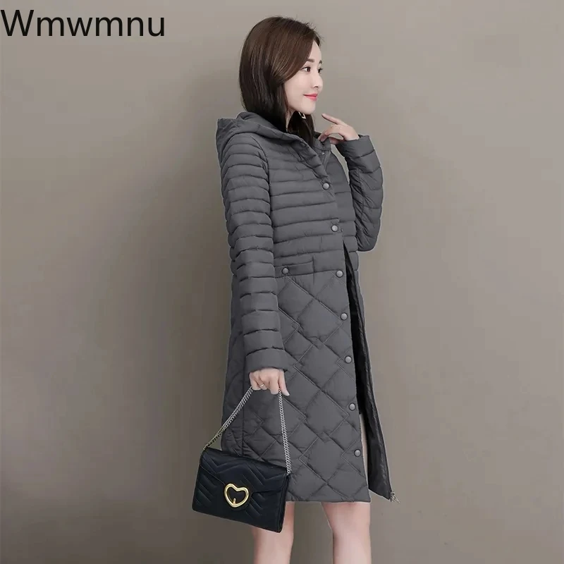 

Autumn Coat Mother Single-Breasted Cotton Outwear Winter Oversize 5xl Hooded Overcoat Women Ultra Light Slim Warm Long Parkas