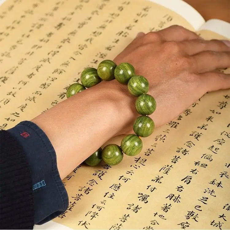 20mm Sandalwood Bracelet Vintage Natural Sink Water Sandalwood Prayer Beads 108 Mala Bracelet  Buddhist Prayer Meditation Beads