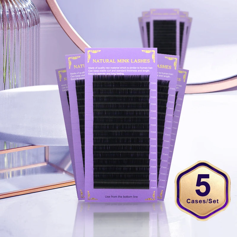 

HOLLYLASH 5 Trays 16 Rows Classic Individual Eyelash Extension Lashes Matte Black Professional Soft Natural Makeup