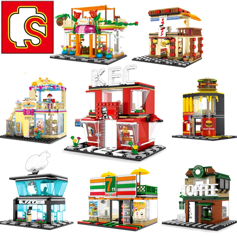 Городской набор Sembo, уличный пейзаж, кафе, Ktv клуб, модель, строительные блоки, кирпичи, детские игрушки, подарок Городской набор Sembo, уличный пейзаж, кафе, Ktv клуб, модель, строительные блоки, кирпичи, детские игрушки, подарок
