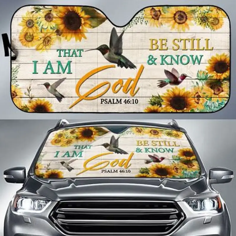 

That I am God Be Still and Know Auto Sun Shade Car Accessories, Custom Animal Pattern Sunshade, Personalized Gifts
