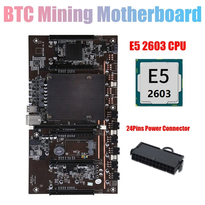 

BTCX79 Miner Motherboard With E5 2603 CPU+24Pins Connector LGA 2011 DDR3 Support 3060 3070 3080 GPU For BTC Miner Mining