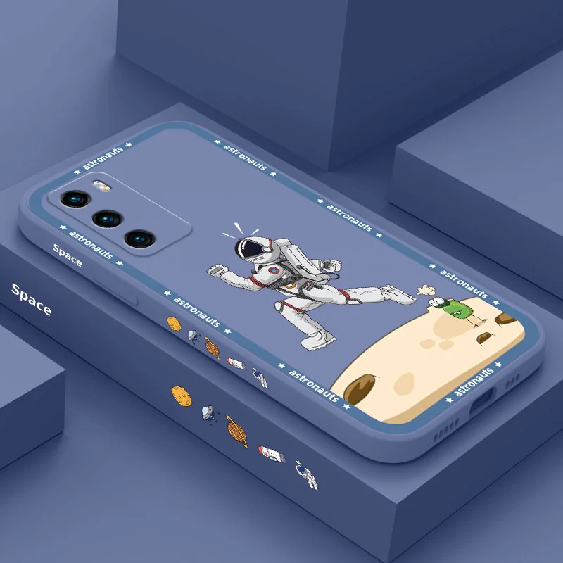 

Running Astronaut Phone Case For Huawei P40 P50 P30 P20 Pro Lite Nova 5t Y7A Mate 40 30 20 Pro Lite Liquid Silicone Cover