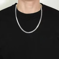 personality simple narrow glossy flat snake bone chain female necklace men 316l stainless steel blade chain couple jewelry