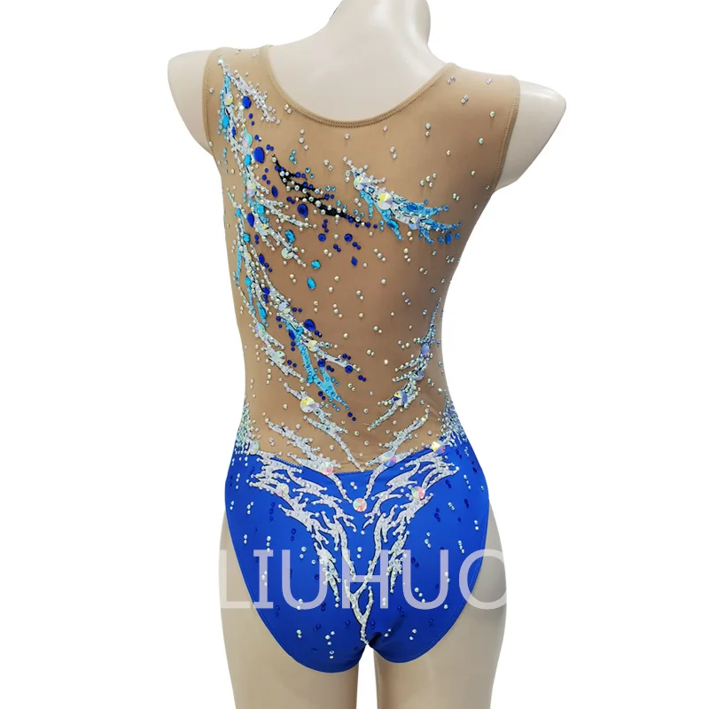 Синхронизированный купальный костюм голубого цвета со стразами купальник для