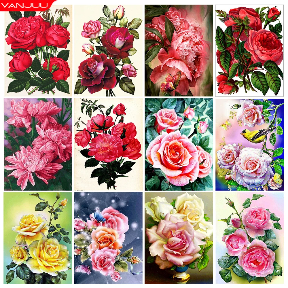 

5D DIY Diamond Painting Kit Flower Diamond Art Cross Stitch Rhinestone Full Square/Round Diamond Mosaic Home Decor Friend Gift