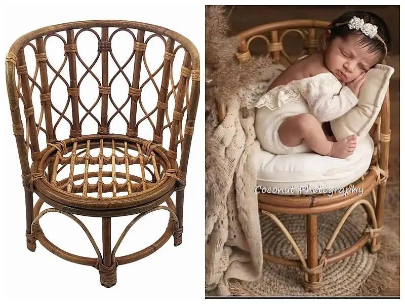 

Реквизит для фотосъемки новорожденных, винтажный бамбуковый стул ручной работы, реквизит для фотосъемки мальчиков и девочек, реквизит для ...