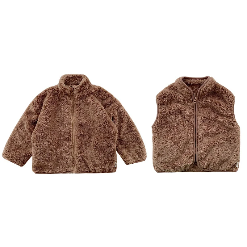 

Baby Kids Boys Girls Fannel Jacket Coat Zipper Plush Casual Toddler Baby Outerwear Snowsuit