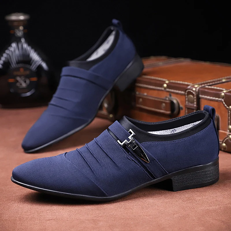 

Loafers Shoes Men Canvas Fabric Anti Slip Pointed Low Top Classic Comfortable Fashion Business Formal Shoes Large 38-48