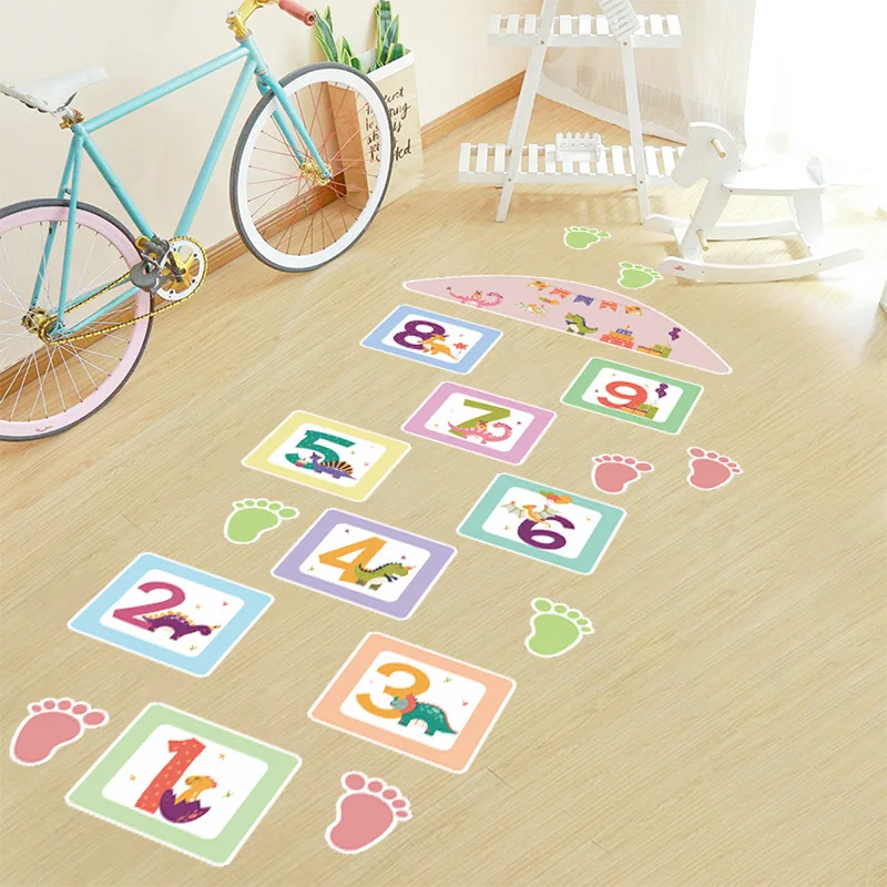 

Cartoon number foot stickers hopscotch children's room kindergarten home background decoration stickers living room decoration