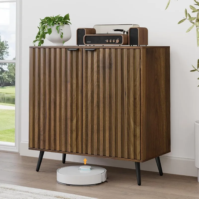 Шкаф для хранения из орехового дерева отдельно стоящий буфет с рифлеными