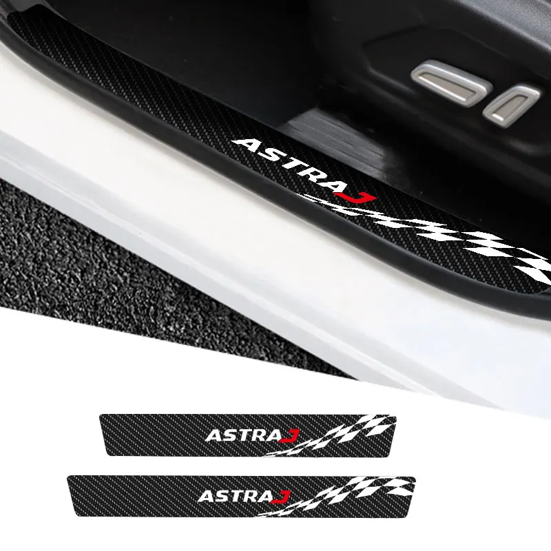

4Pcs For Opel Astra J Car Threshold Car Stickers Anti Scratch Door Sill Protector Protection Carbon Fiber Stylin Accessories