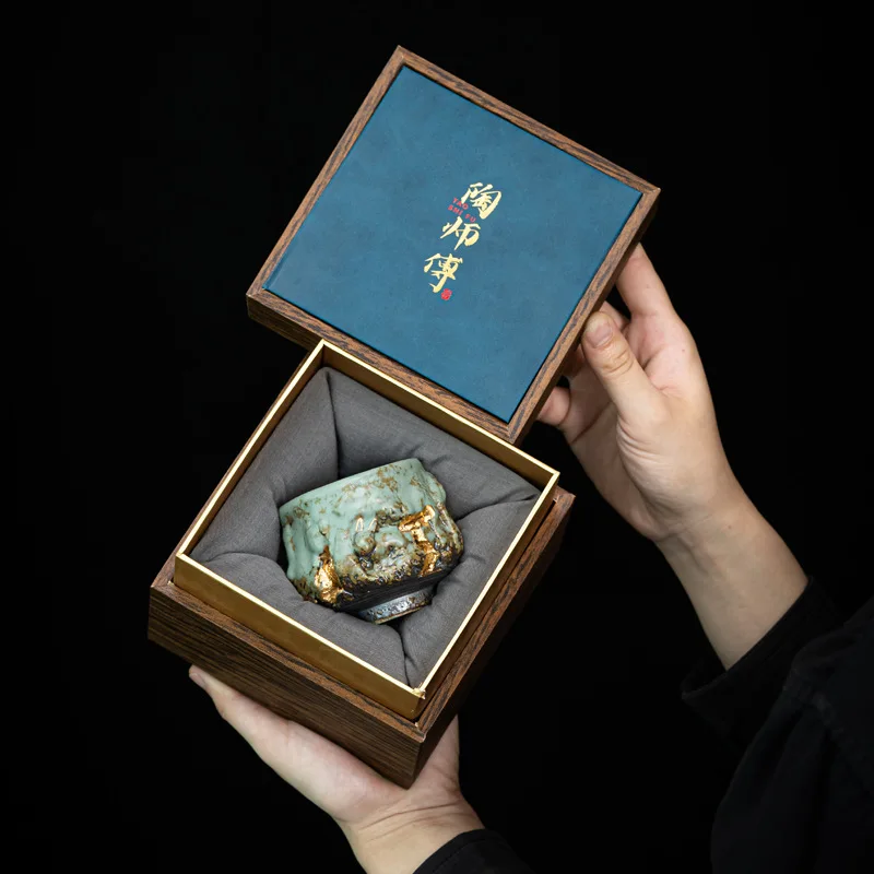 

70ML Chinese Ru Kiln Ceramic Tea Cup Kung Fu Teaset DunHuang Rabbit Pottery Coffee Cup Creative Teacup Master Water Cup Gift Box