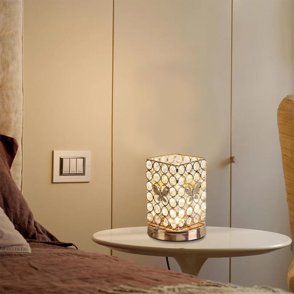 Европейский Хрустальный Ночной светильник регулируемая сенсорная настольная