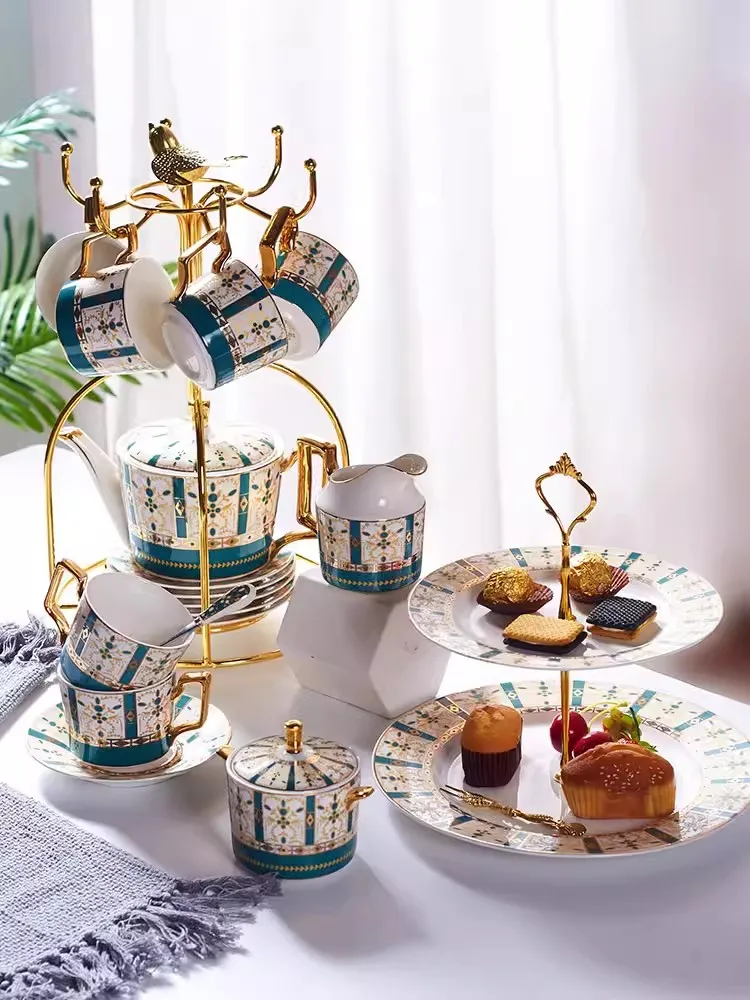 Роскошный золотой костяной фарфор кофейный сервиз скандинавский фарфоровый