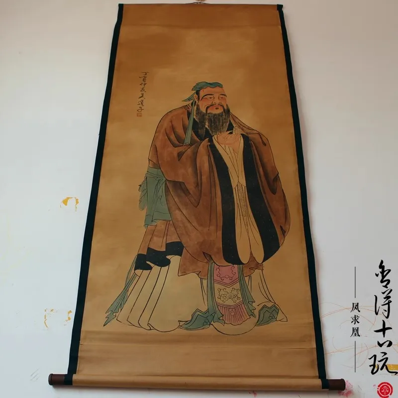 Редкие ручная роспись QingDyansty китайские картины с вертикальной осью, Конг Цзи, ручная работа, бесплатная доставка (art.: 3920cd3940d32) - 3920cd3940d32