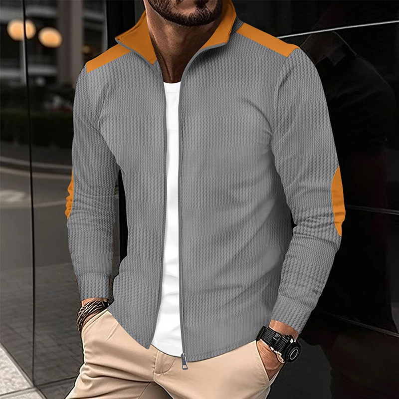 Мужская тонкая толстовка с воротником-стойкой повседневная свободная куртка на