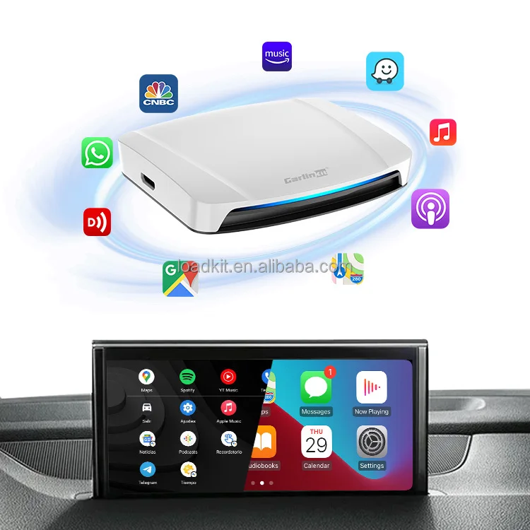 Фото Портативный AI-бокс с CarPlay и Android Auto, 8 ГБ ОЗУ, 128 ГБ ПЗУ, двухканальный, Android 13, USB, HDMI, для Netflix и Google №1