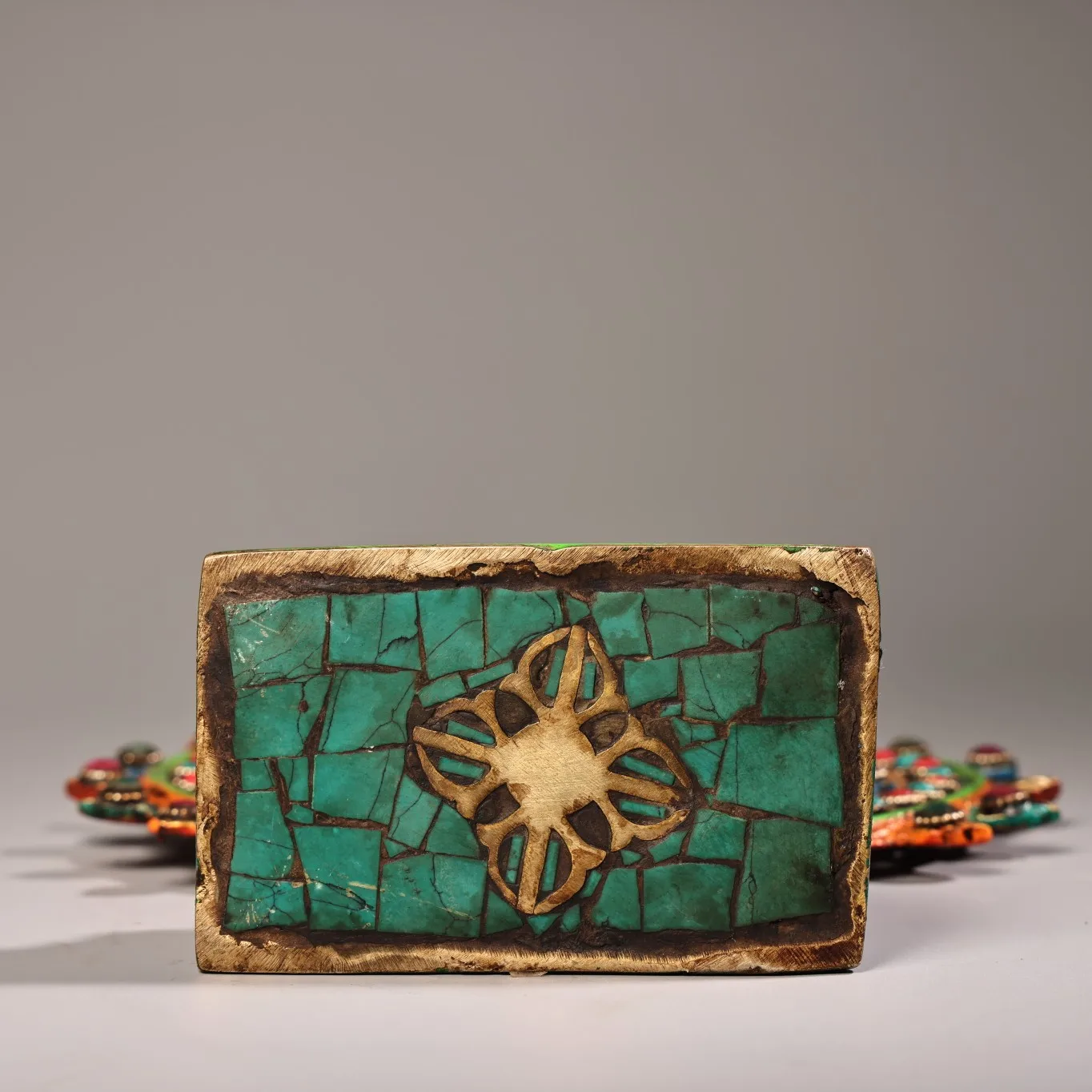 9-дюймовая коллекция тибетского храма старая бронза окрашенная контур в золоте