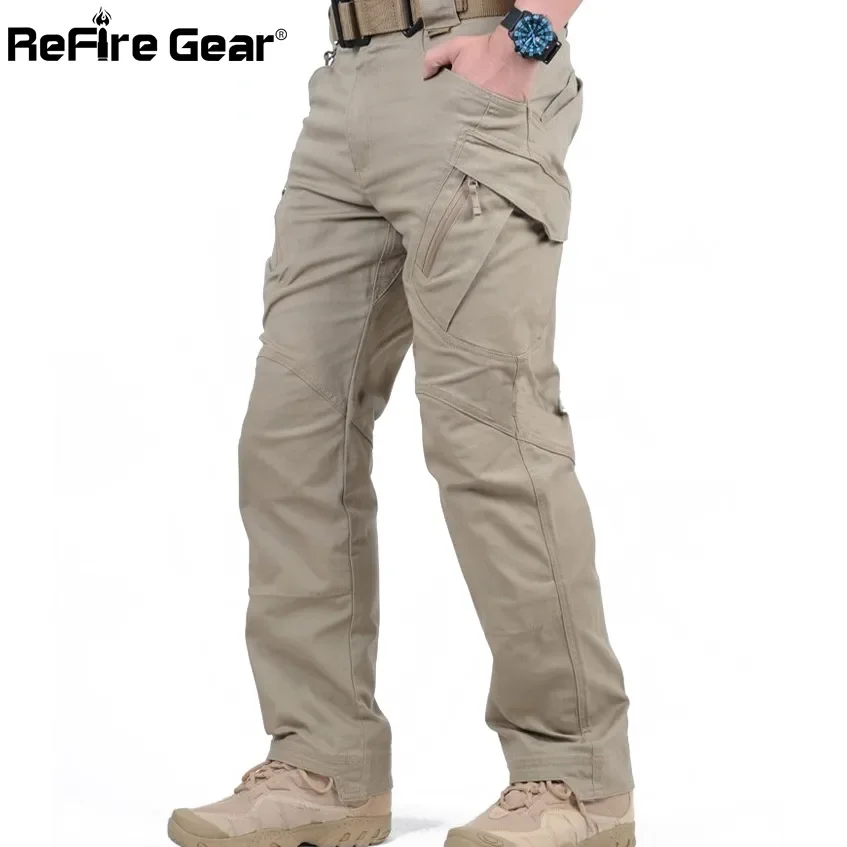 

Брюки-карго IX9 мужские тактические, хлопковые эластичные штаны в стиле милитари, армейские спецназ, много карманов, повседневные, XXXL