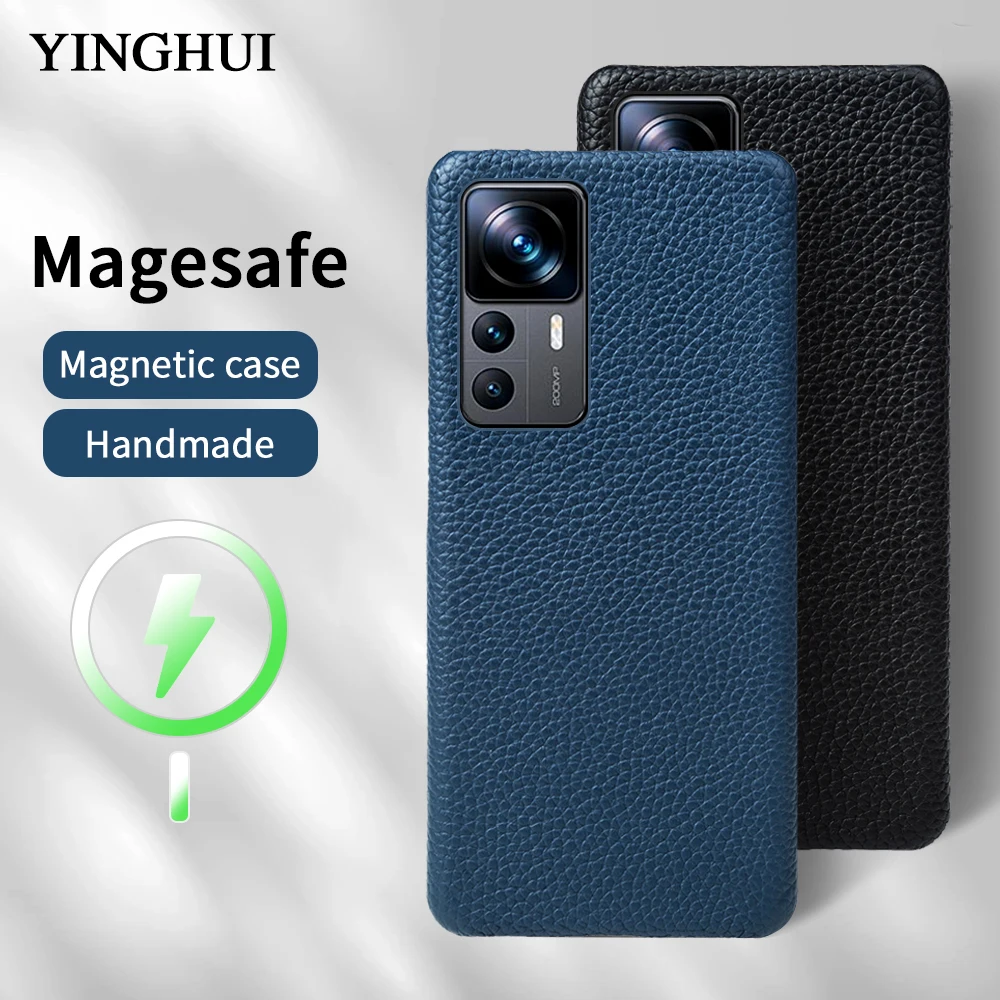 

Magnetic Real Leather Mobile Phone Case For Xiaomi Mi 13 Pro 12S 12 Ultra 11 10S 10 9 Mix 3 2S Housing Cover Litchi Grain Shell