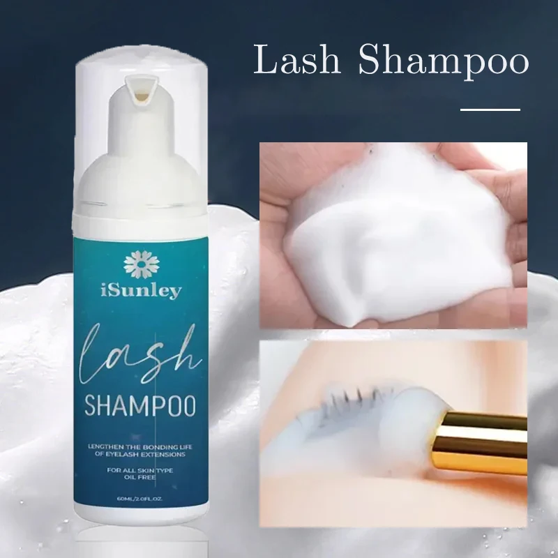 Пена для чистки ресниц ISunley 60 мл кисть шампунь наращивания чистящий мягкий макияж