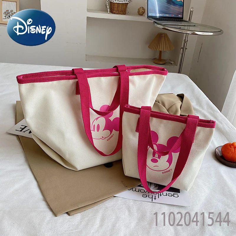 Disney Canvas Bag Mickey Pattern Female Popular Fashion High Quality Large Capacity Shoulder Handbag for Girls Women Children