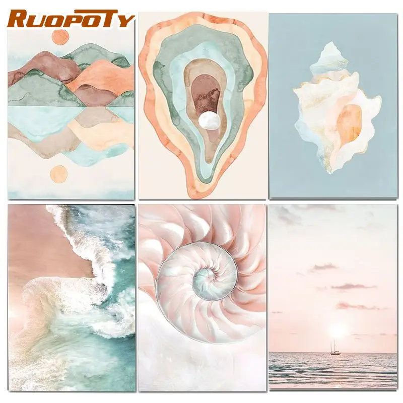 

RUOPOTY DIY Painting By Numbers Handpainted Oil Painting Landscape Picture Drawing On Canvas Home Decor Unique Gift