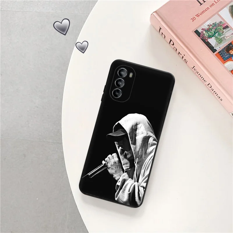 Ультратонкий черный чехол для телефона Motorola G9 Edge 20 30 40 G50 G51 G60 G71 G22 G32 G52 G72 G53 G73 Eminem RAP