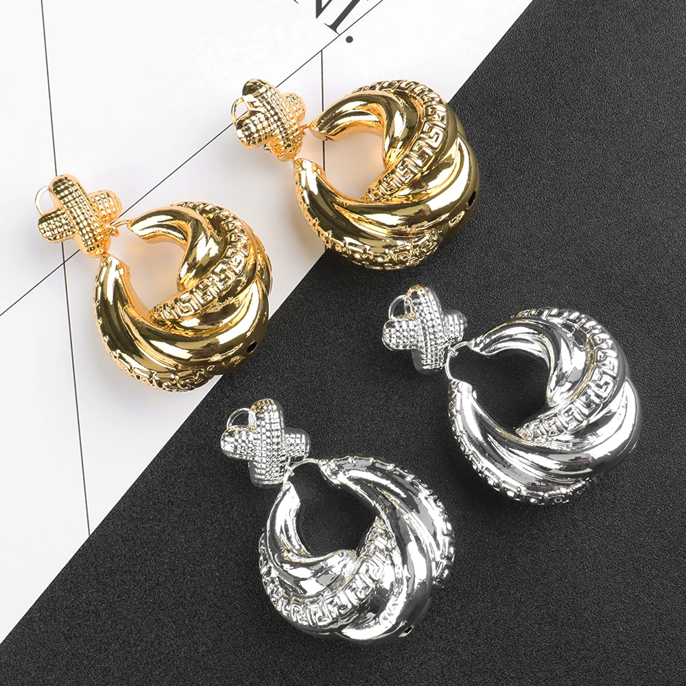 

Vintage Big Metal Drop Dangle Earrings For Women Geometric Wedding Party Jewelry Gold Large Statement Earrings