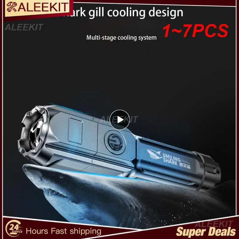 

1~7PCS Flashlight Strong Light Multi-function LED Glare Flashlight Zoom Torch USB Charging Portable Lamp For Outdoor