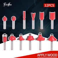12pcs 6mm 31mm shank corner round over router bit woodworking milling cutter for wood face mill woodworking furniture