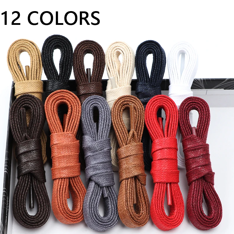 

1Pair Flat Waxed Cotton Shoelaces Waterproof Shoe Laces Flat Leather Shoelace Unisex Casual Sneakers 0.8CM Width Shoestrings